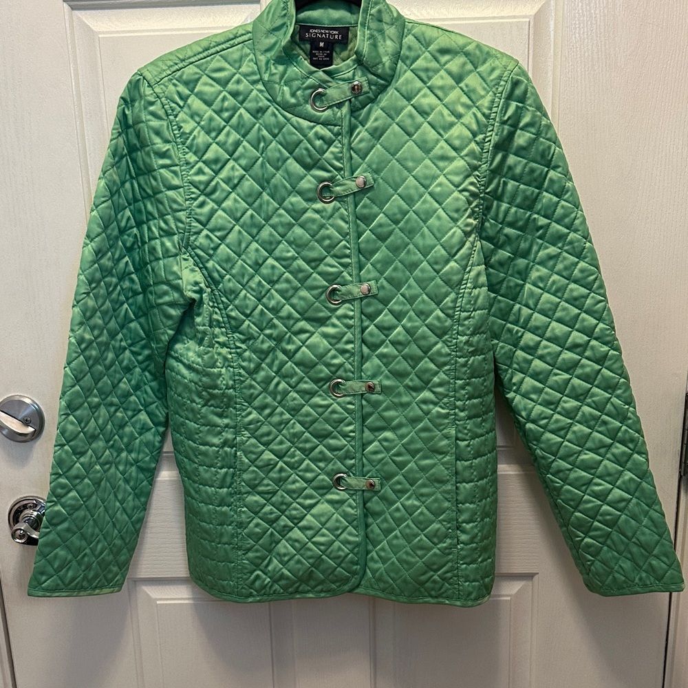 Jones New York Green Quilted Jacket, Size M,